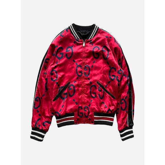 Red Gucci Fleece Jacket Gucci Red Black Ghost GG Monogram